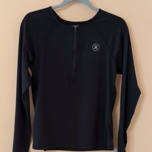 Black Long Sleeve Zip-Up Boy's Hurley Shirt